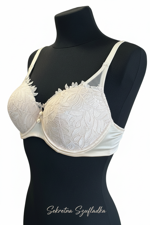 Biustonosz beżowy koronkowy - widok z boku