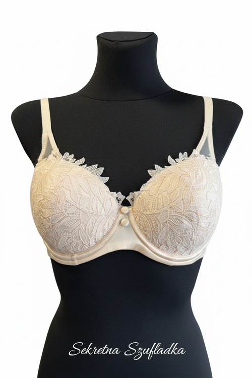 Biustonosz beżowy koronkowy - widok z przodu