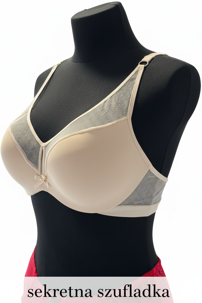 Sekretna Szufladka beige mesh bra side