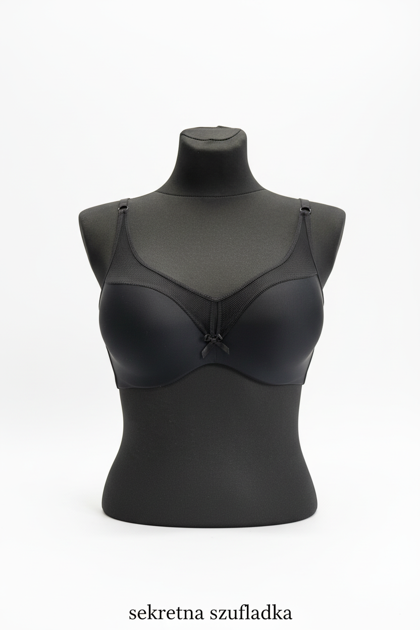 Sekretna Szufladka black mesh bra front