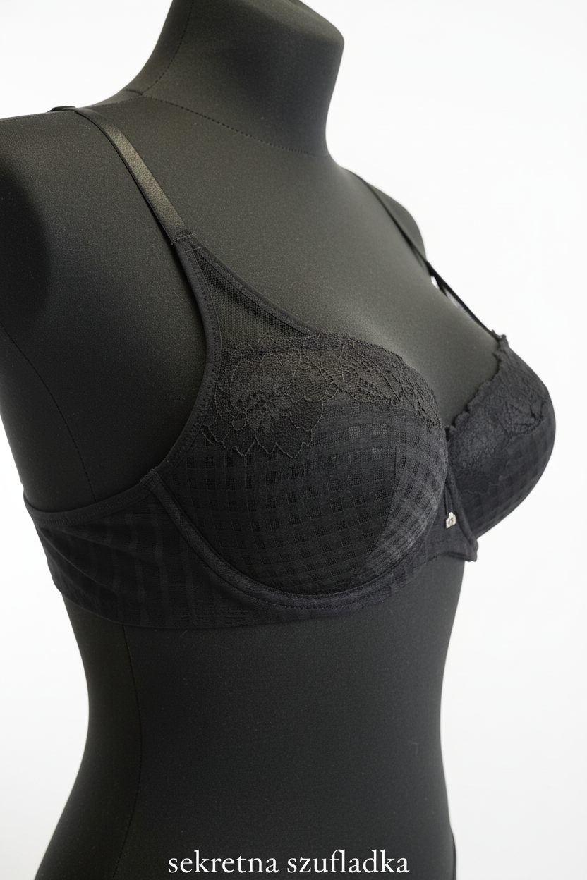Sekretna Szufladka black textured bra side